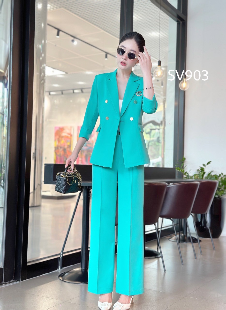 SV903 set vest quần xuông áo 4 cúc vàng