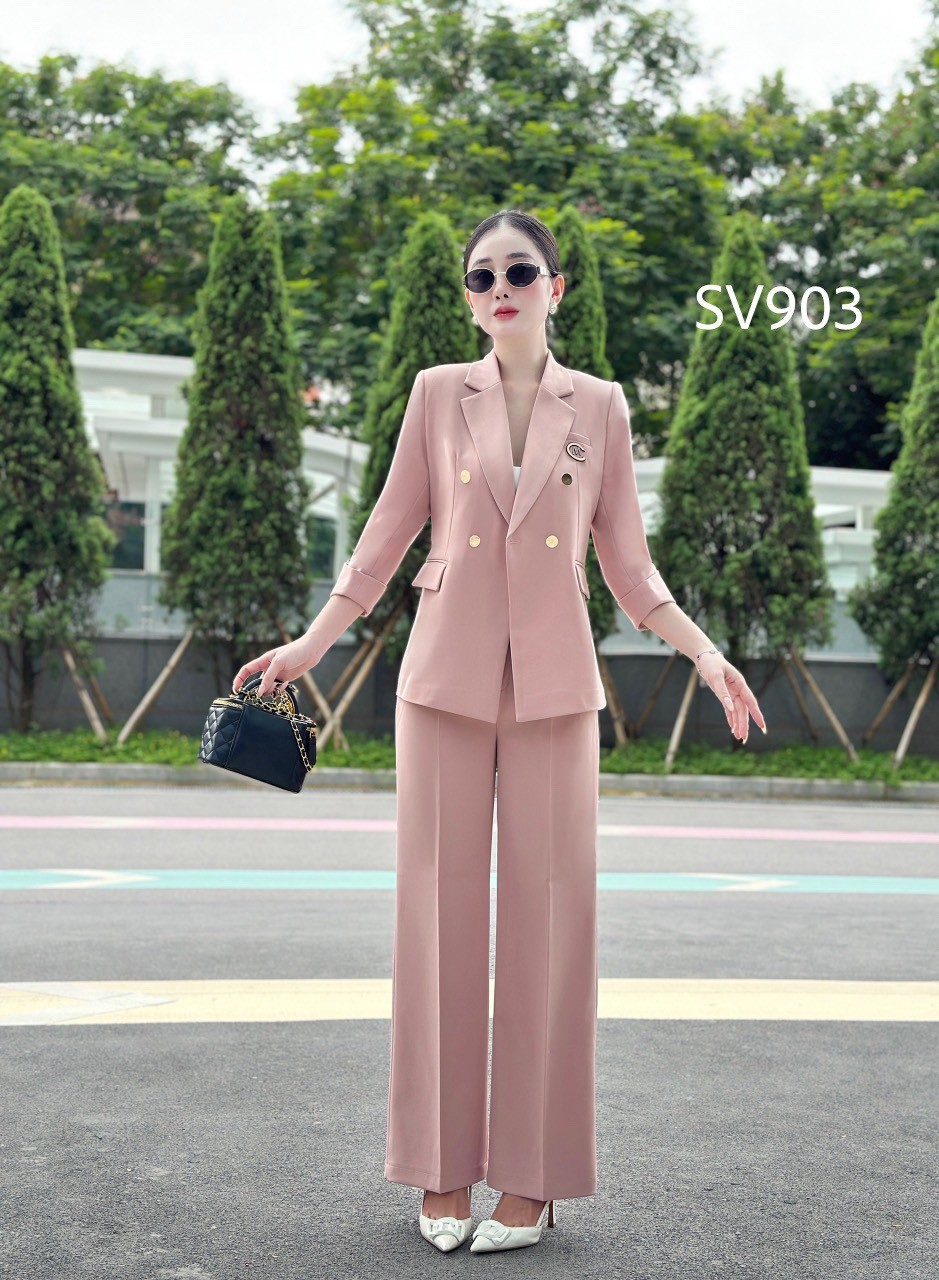 SV903 set vest quần xuông áo 4 cúc vàng