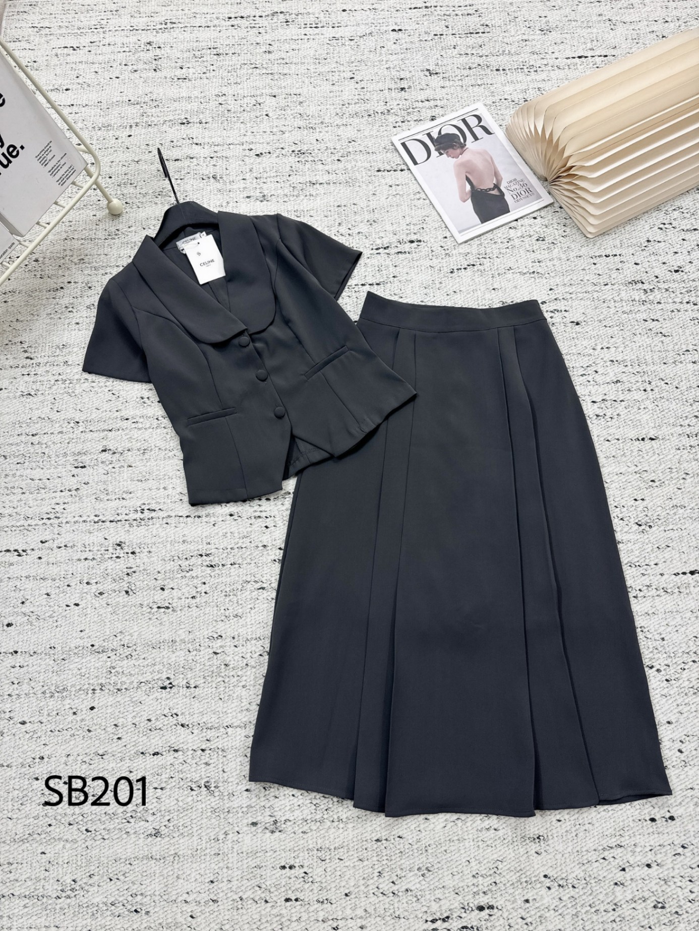 SB201 set váy xòe áo cổ sam