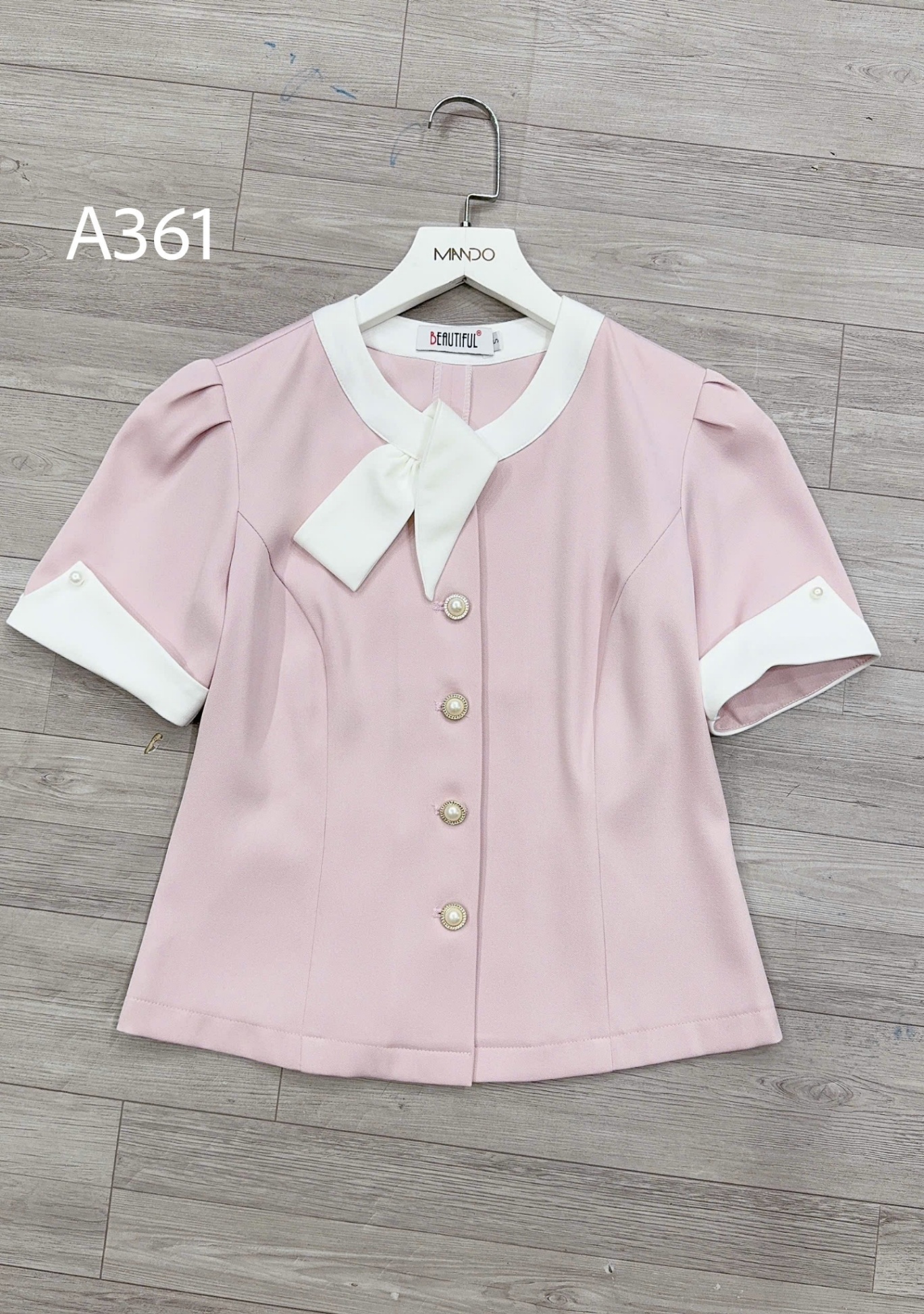 A361 Áo peplum tay ngọc cổ nơ