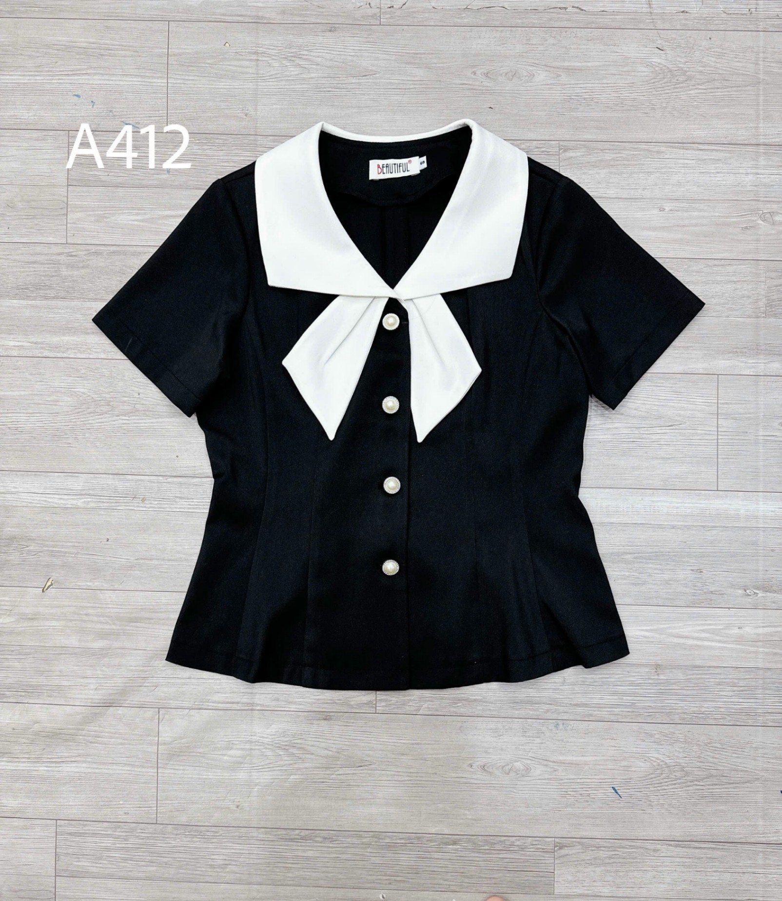 A412 Áo peplum cổ trắng 2 vạt