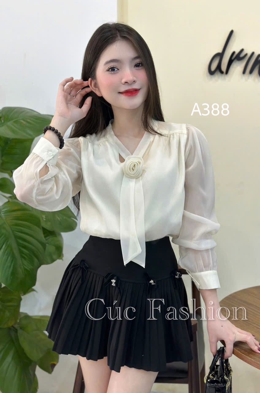 A388 Áo sơ mi cổ hoa cuộn