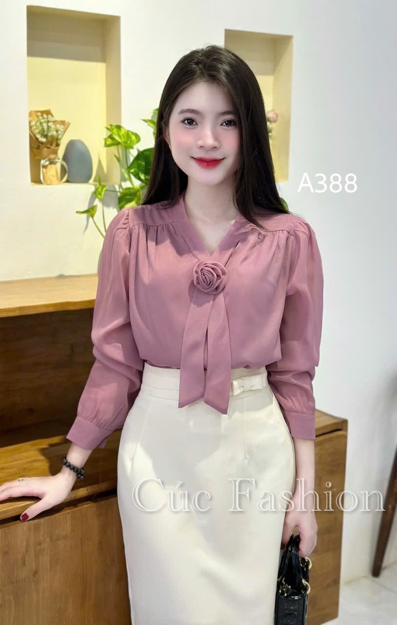 A388 Áo sơ mi cổ hoa cuộn