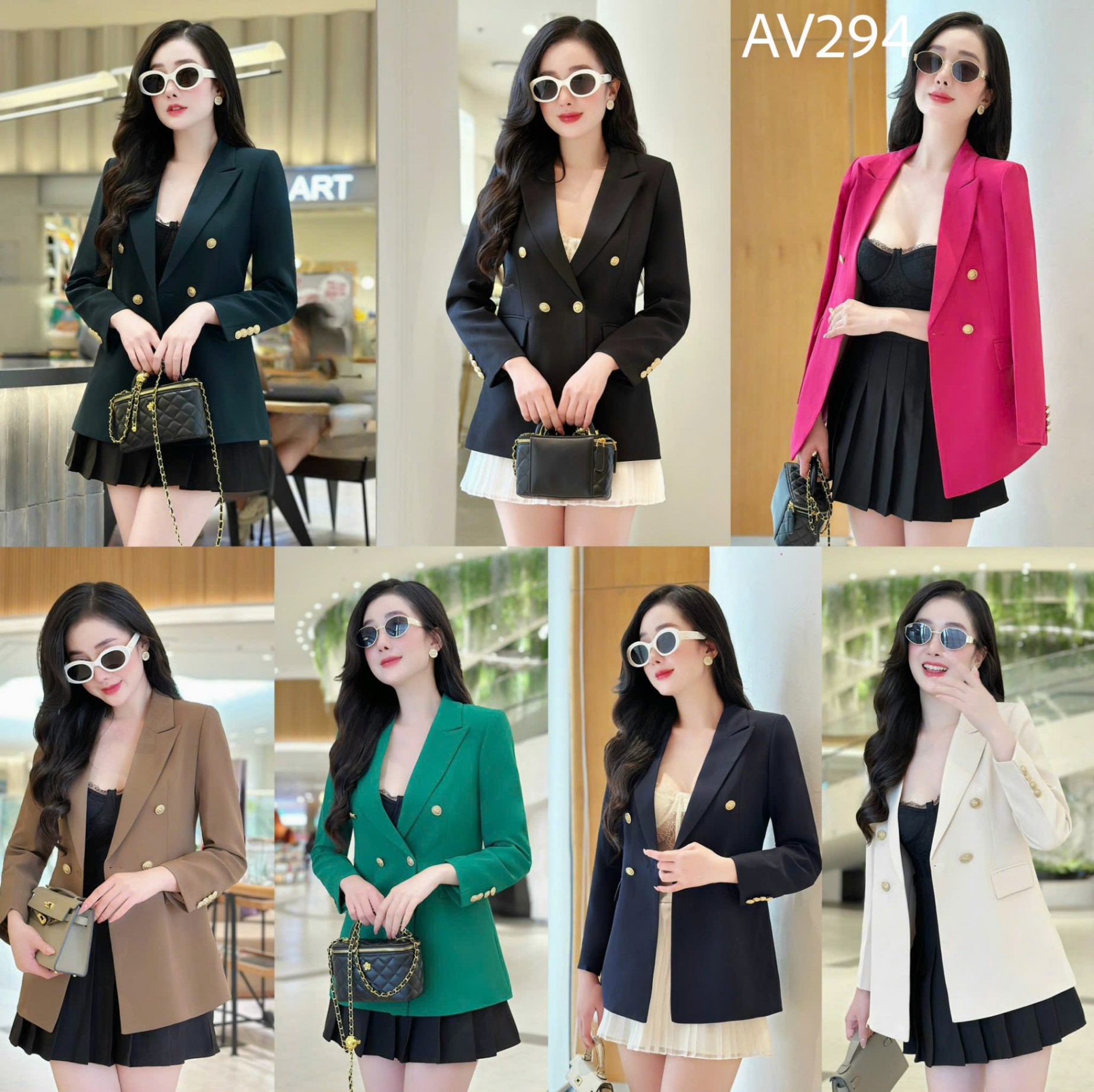 AV294 áo vest cổ vếch 4 cúc đồng