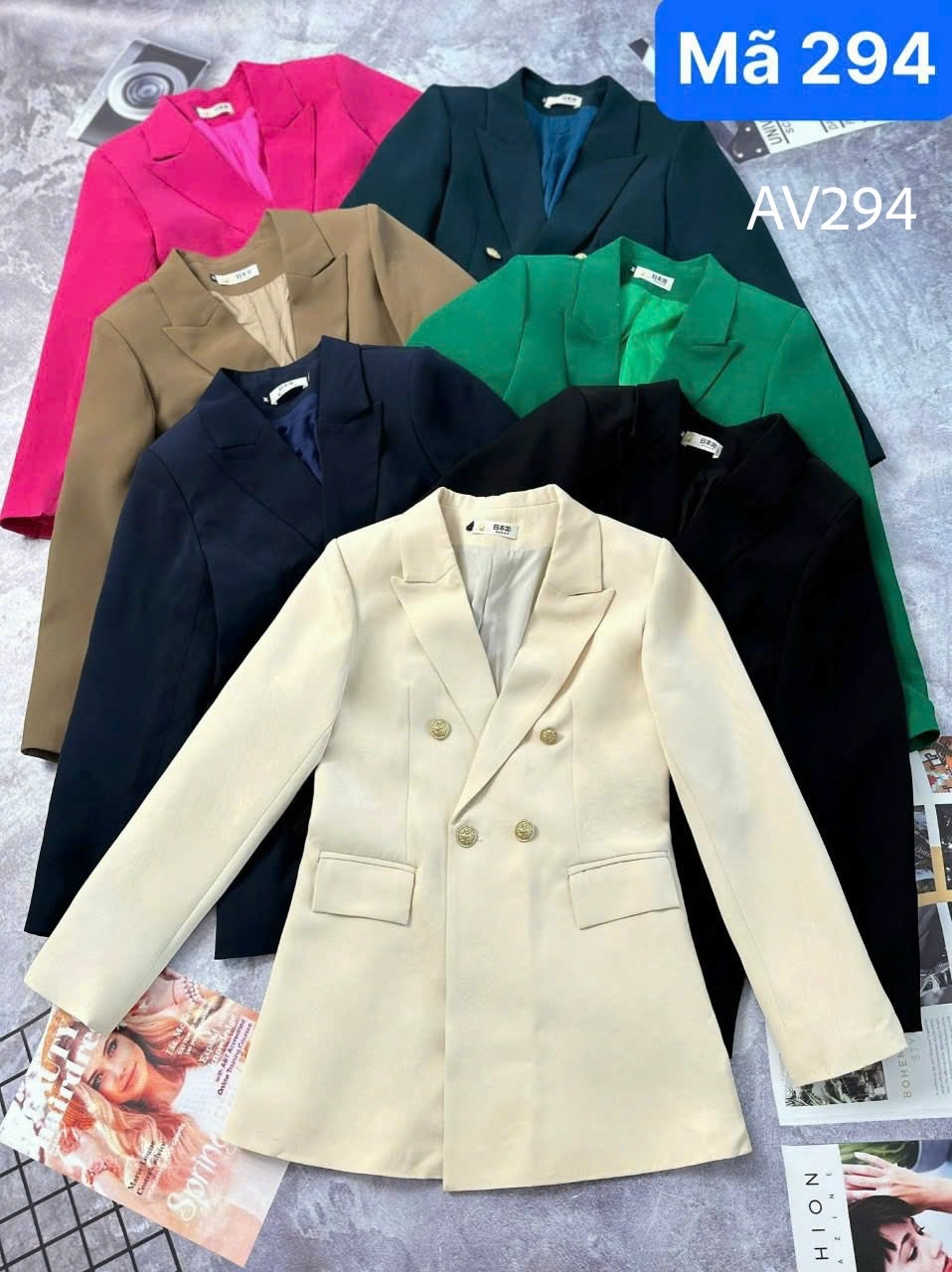 AV294 áo vest cổ vếch 4 cúc đồng