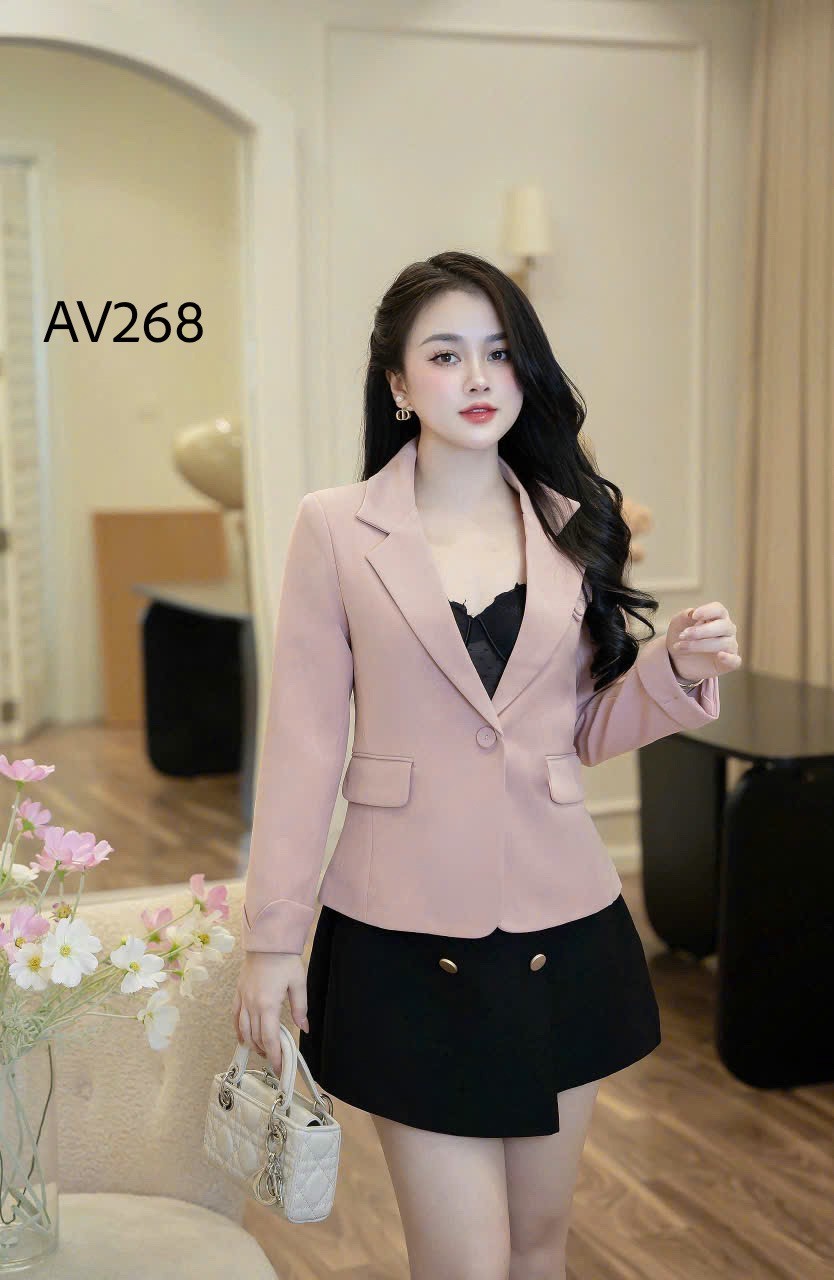 AV268 áo vest dài tay 1 cúc bọc