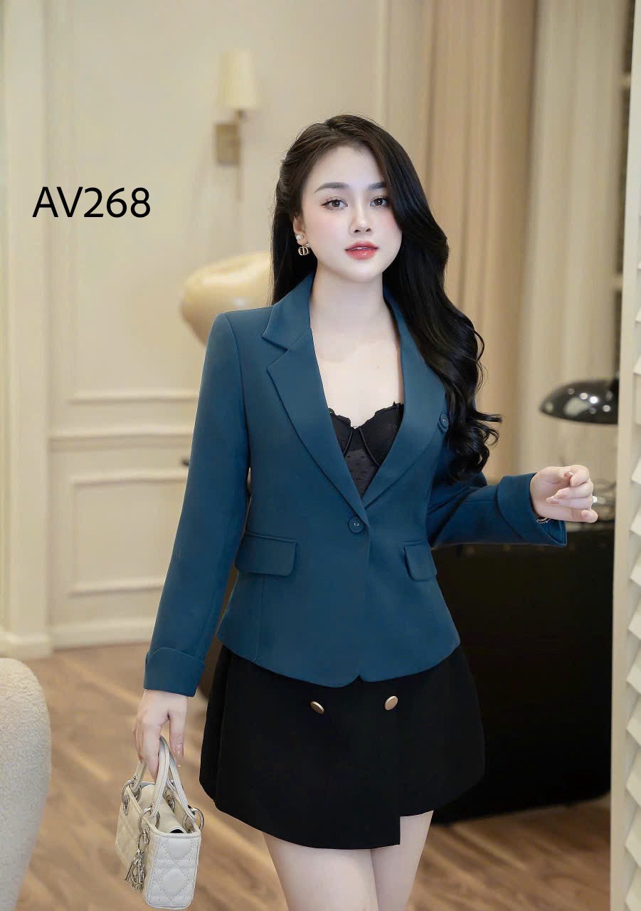 AV268 áo vest dài tay 1 cúc bọc