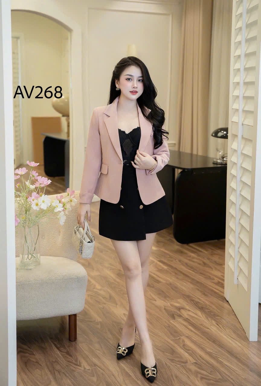 AV268 áo vest dài tay 1 cúc bọc