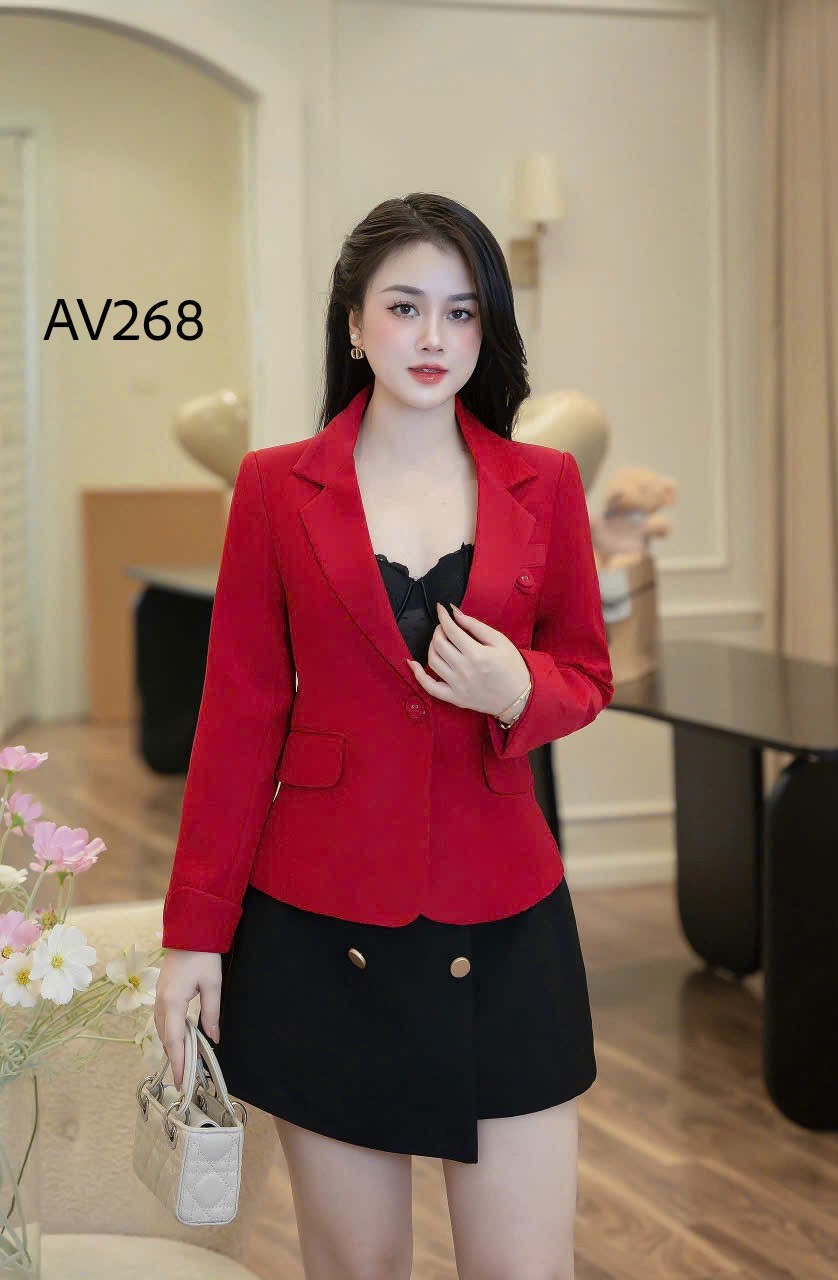 AV268 áo vest dài tay 1 cúc bọc