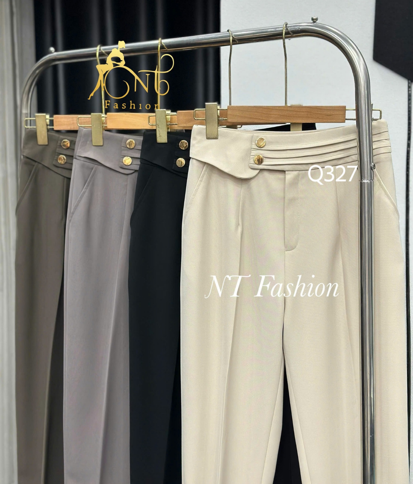 Q327 quần baggy đai phối ly 2 cúc