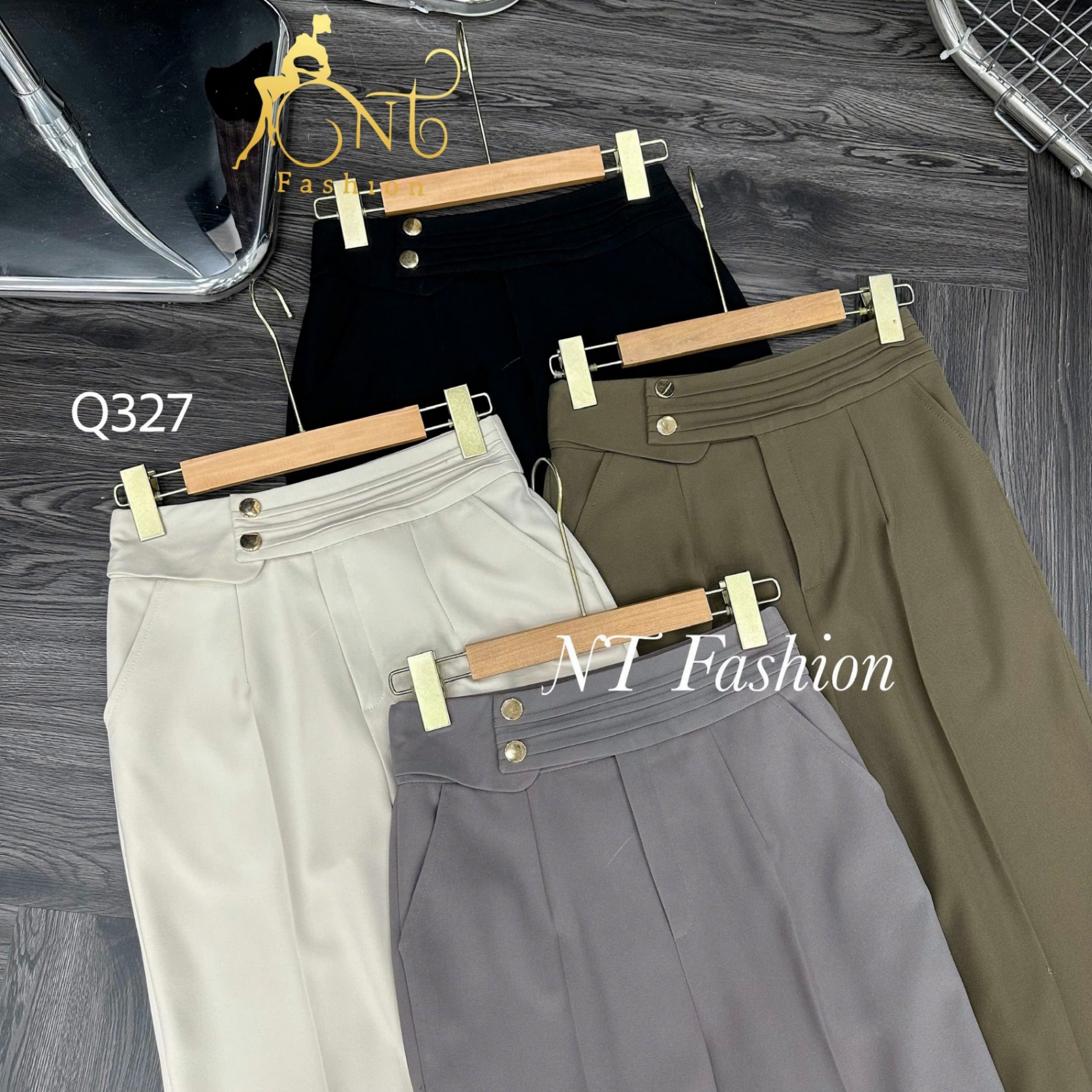 Q327 quần baggy đai phối ly 2 cúc