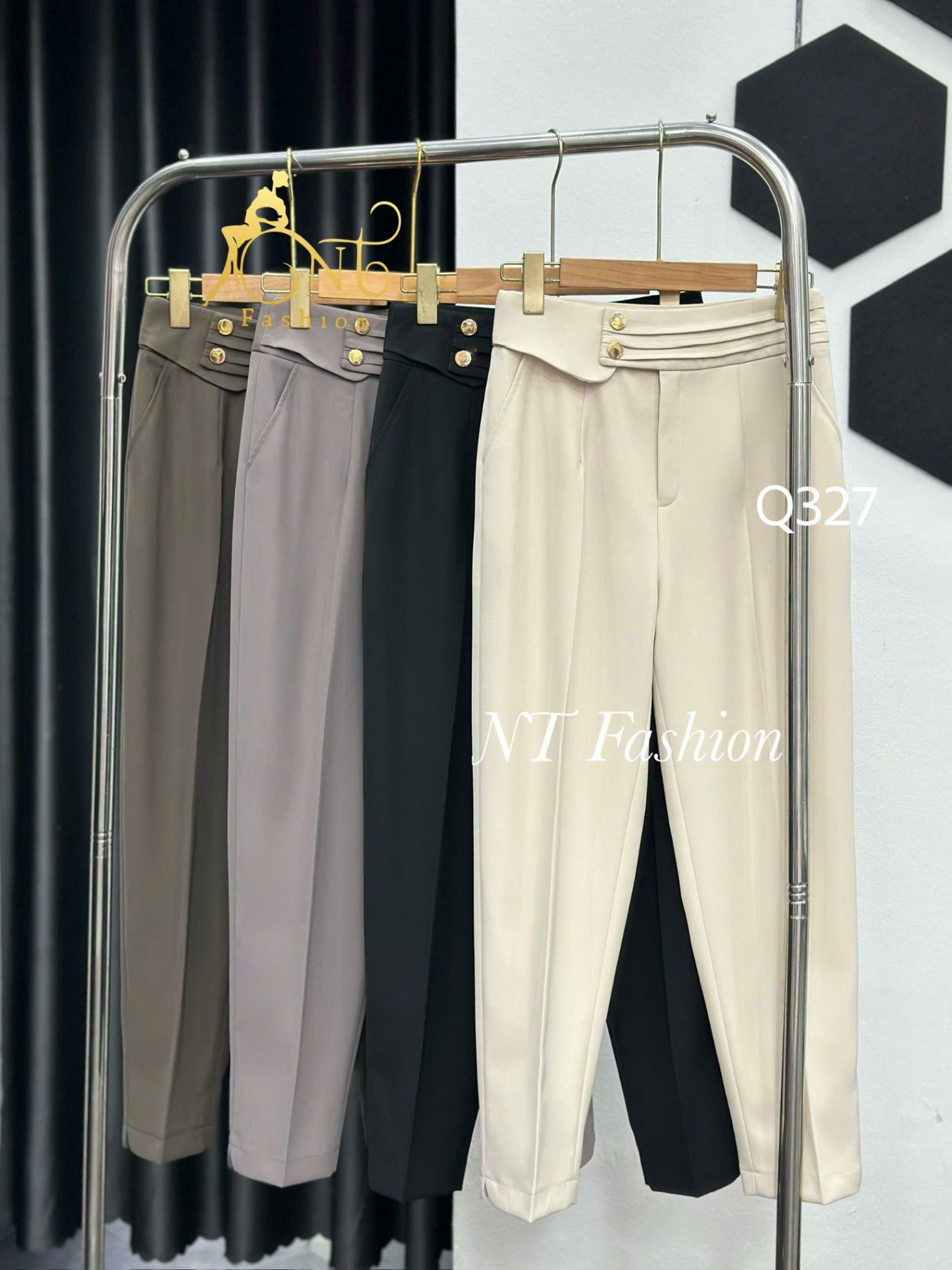 Q327 quần baggy đai phối ly 2 cúc