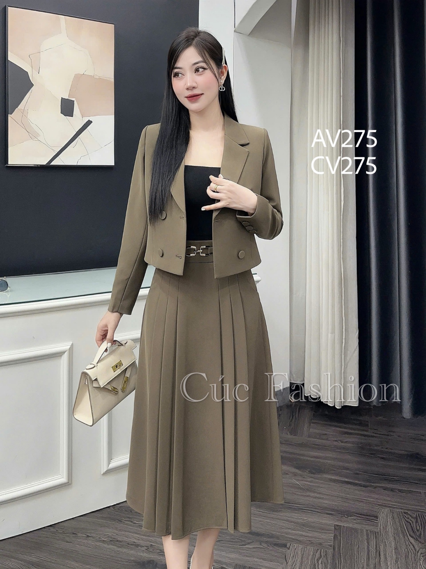 AV275 áo vest lỡ dài tay 4 cúc