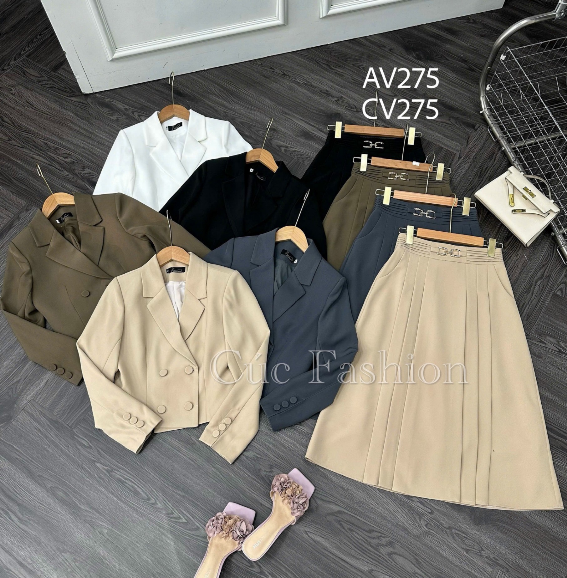 AV275 áo vest lỡ dài tay 4 cúc