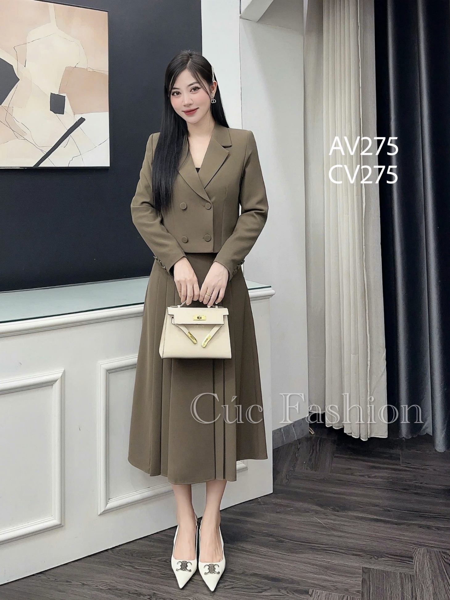 AV275 áo vest lỡ dài tay 4 cúc