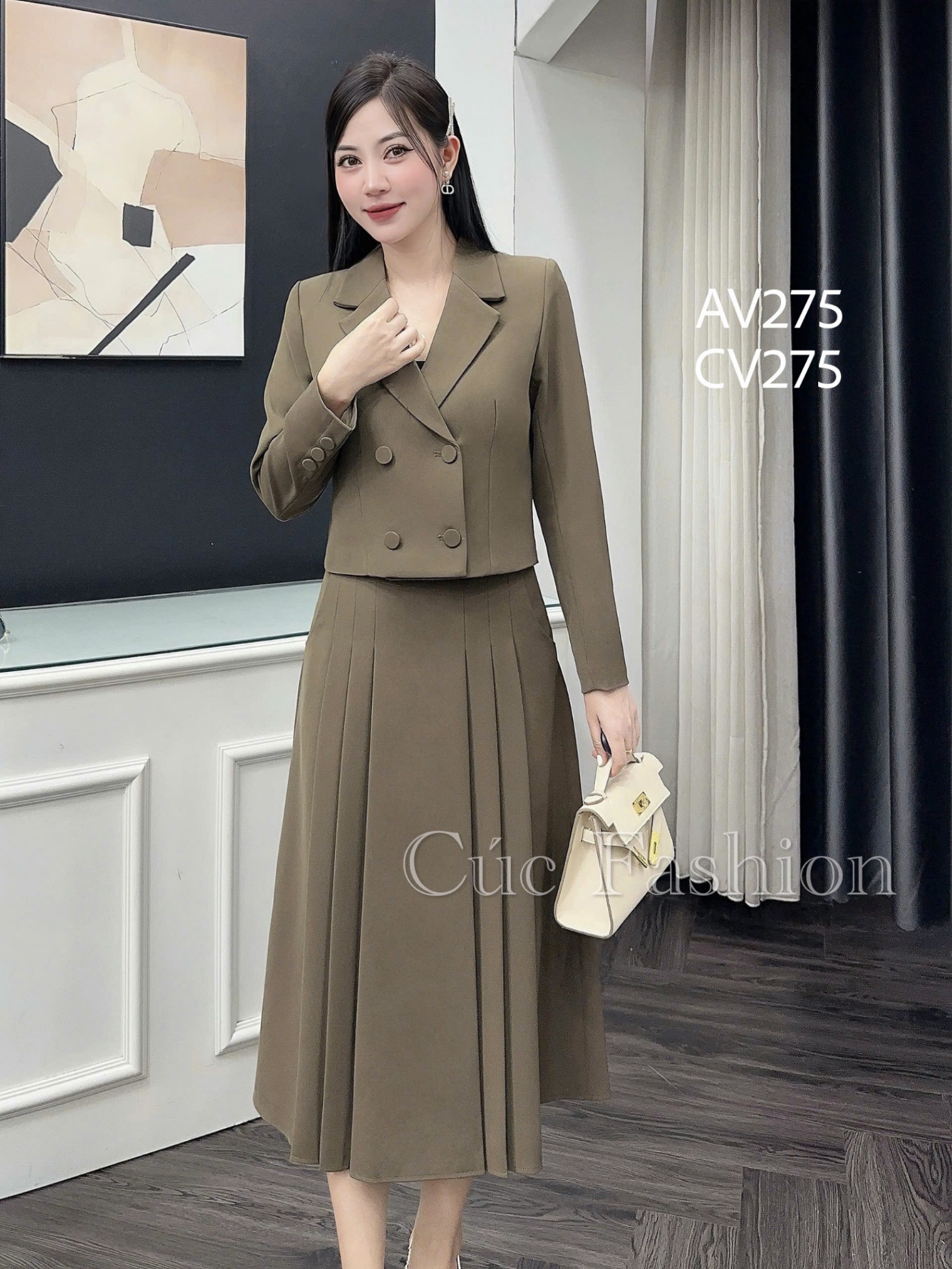 AV275 áo vest lỡ dài tay 4 cúc