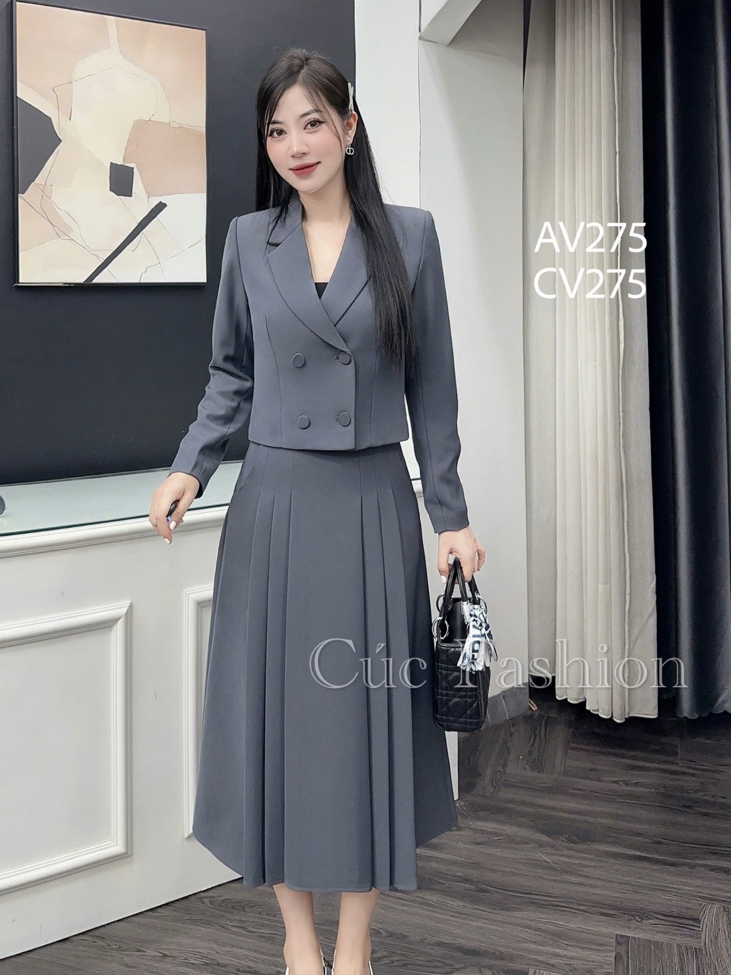 AV275 áo vest lỡ dài tay 4 cúc