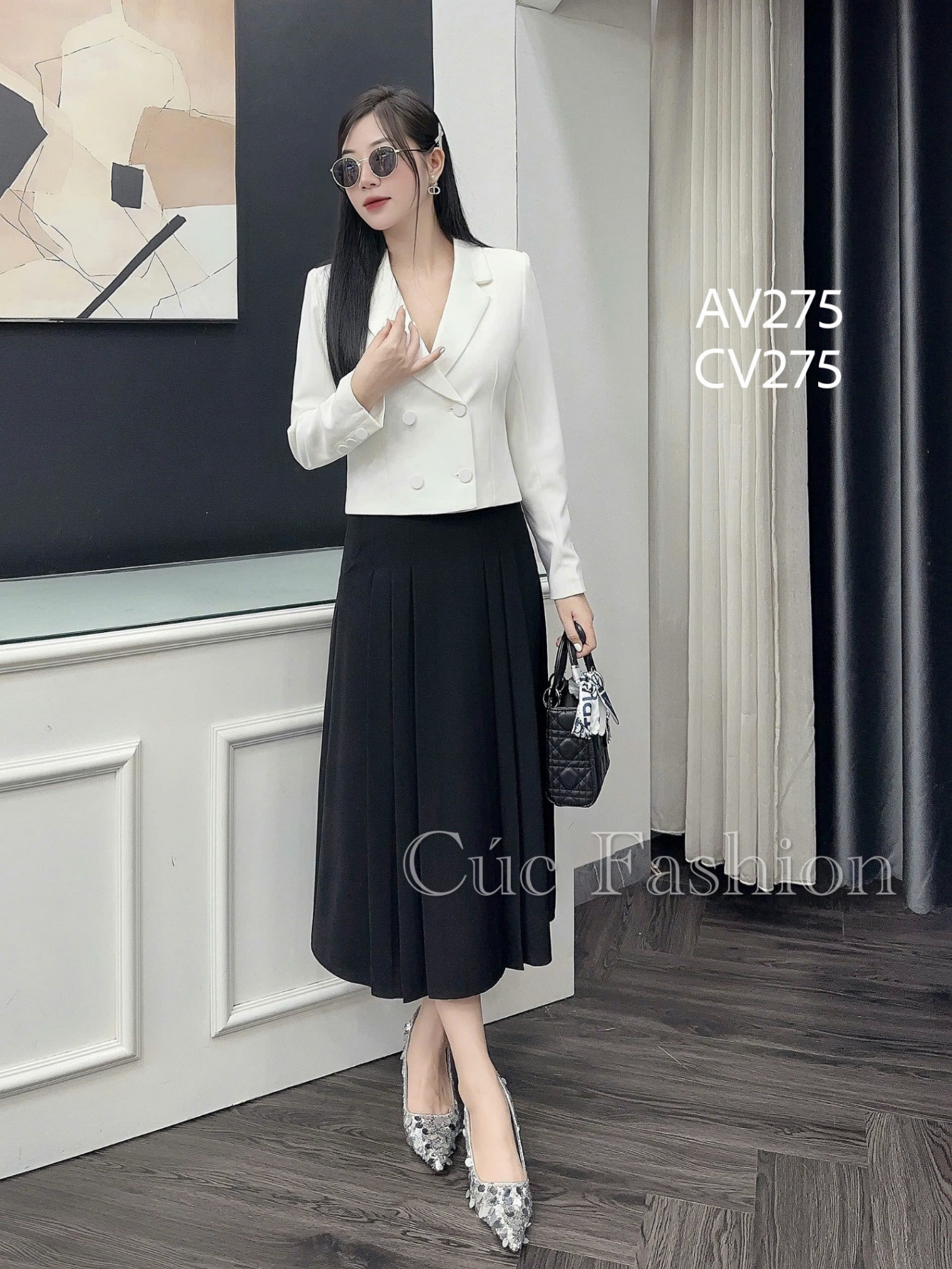 AV275 áo vest lỡ dài tay 4 cúc