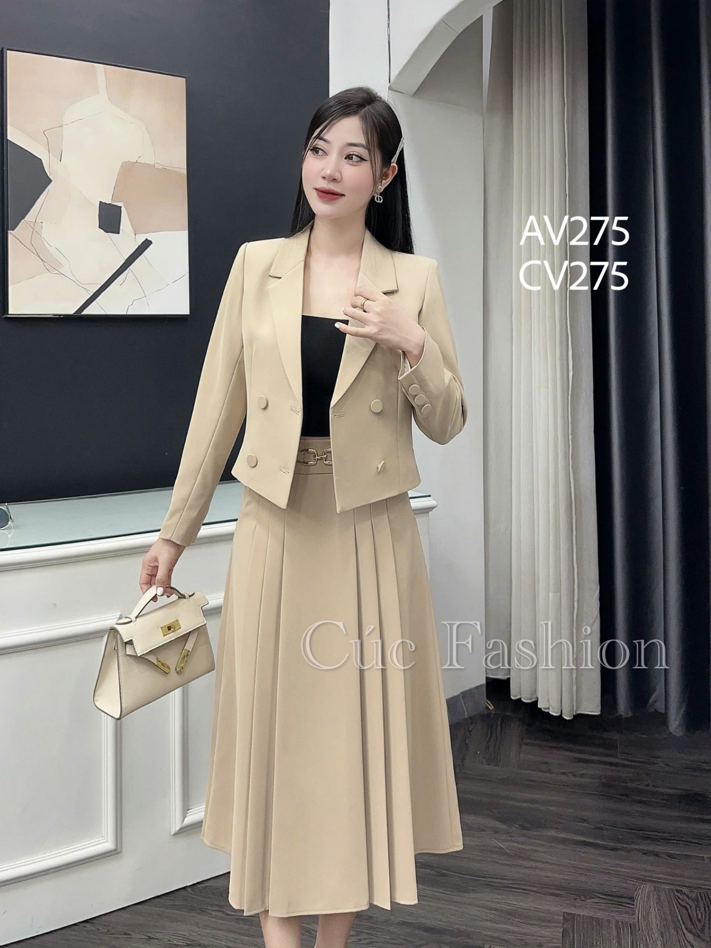 AV275 áo vest lỡ dài tay 4 cúc