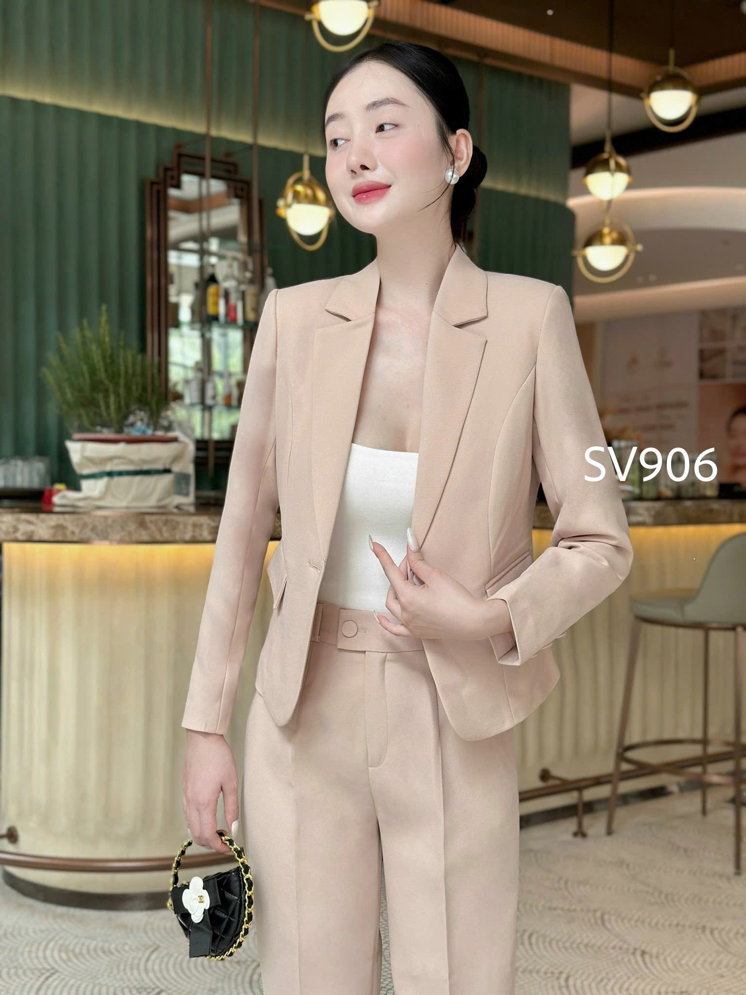 SV906 set vest quần baggy cúc bọc