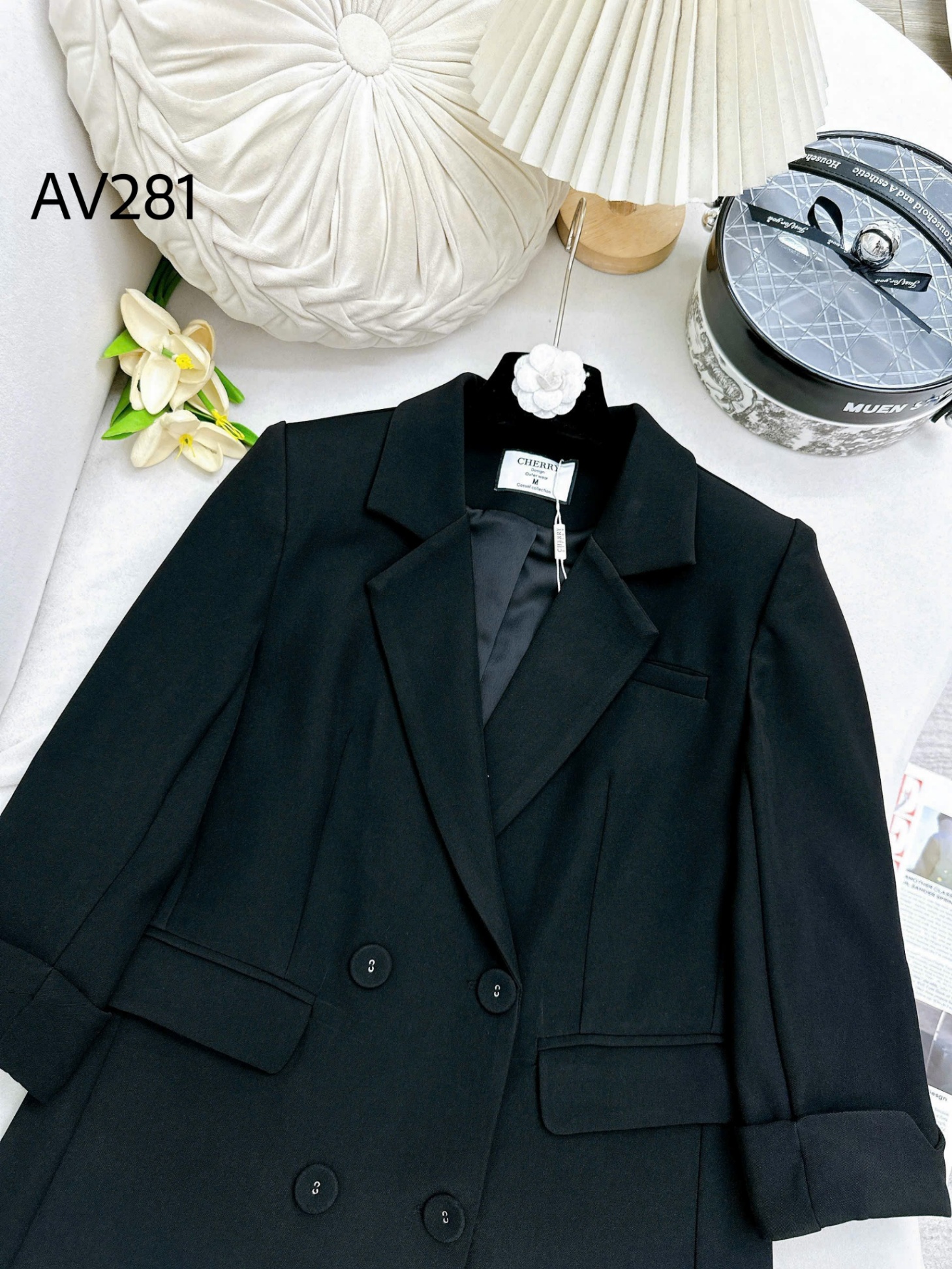 AV281 áo blazer 4 cúc bọc tay sắn