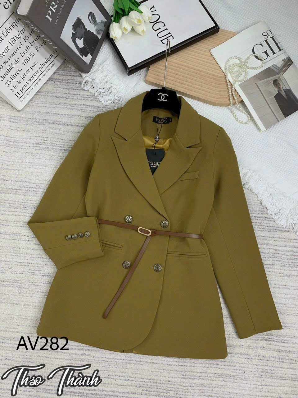 AV282 Blazer cổ vếch 2 cúc đồng