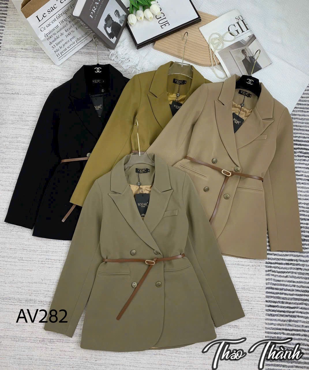 AV282 Blazer cổ vếch 2 cúc đồng