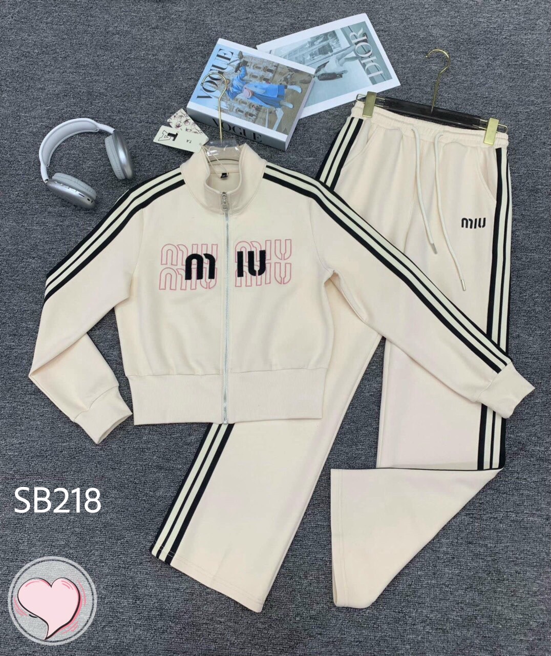 SB218 Sét quần xuông chữ miumiu