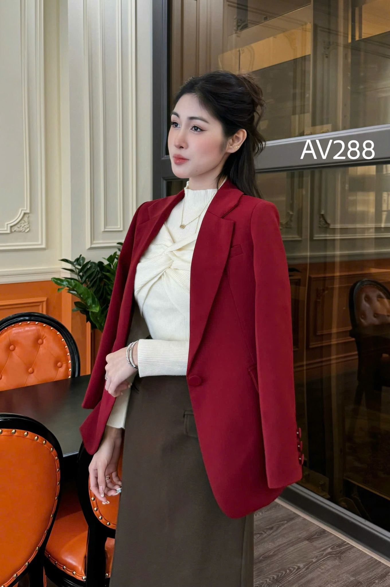 AV288 Áo vest 1 cúc cổ K