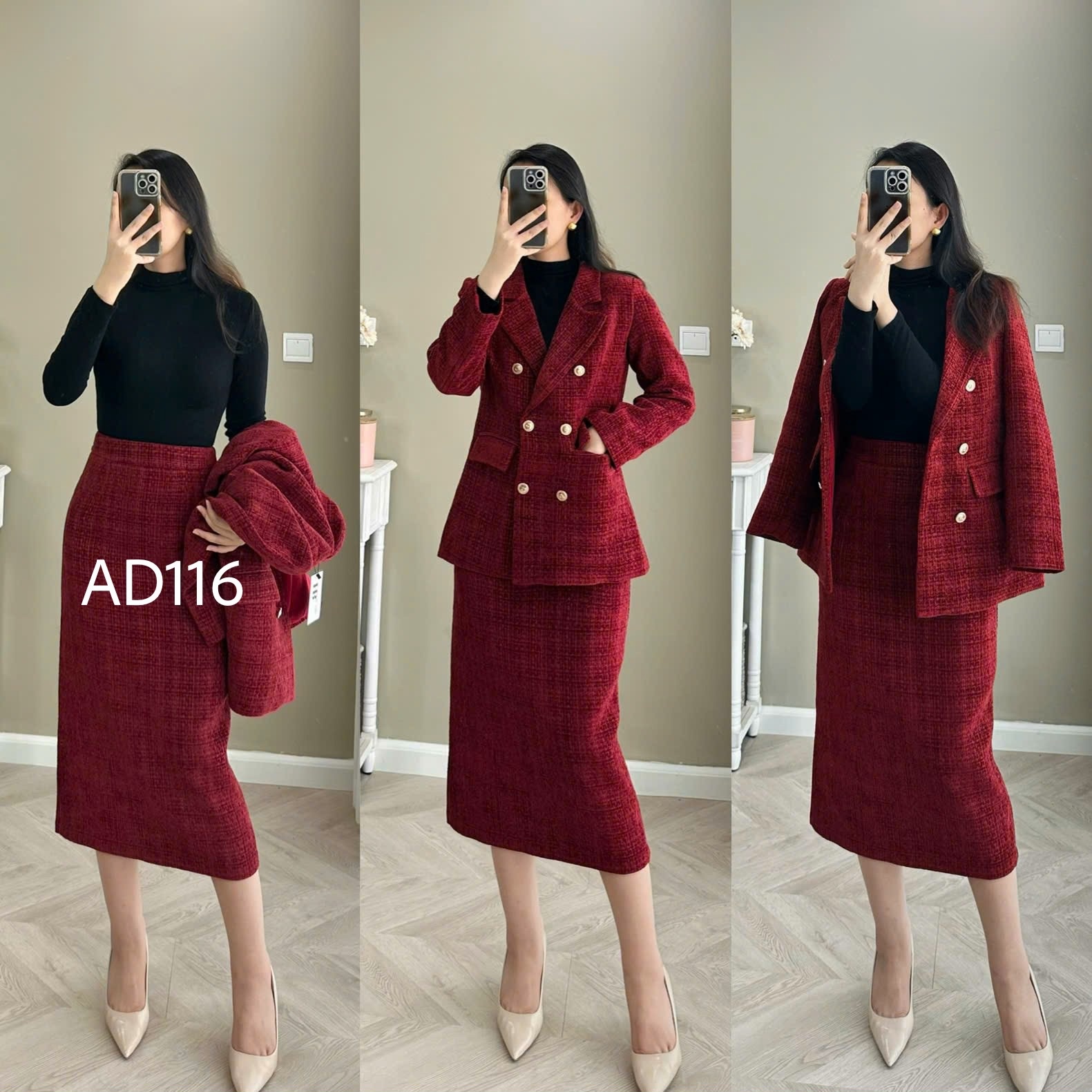 AD116 áo dạ blazer 6 cúc