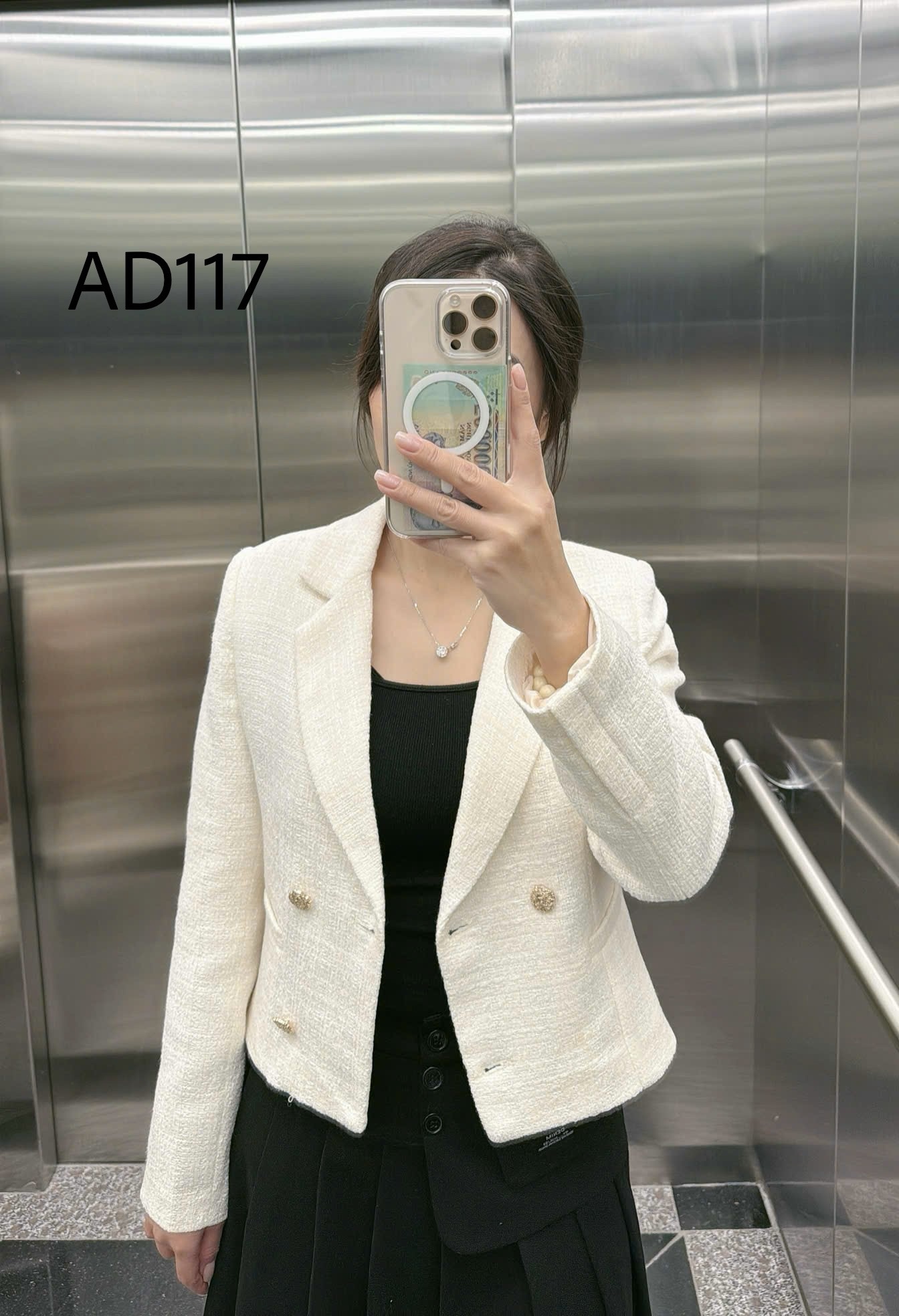 AD117 Áo dạ cổ vest 4 cúc đồng