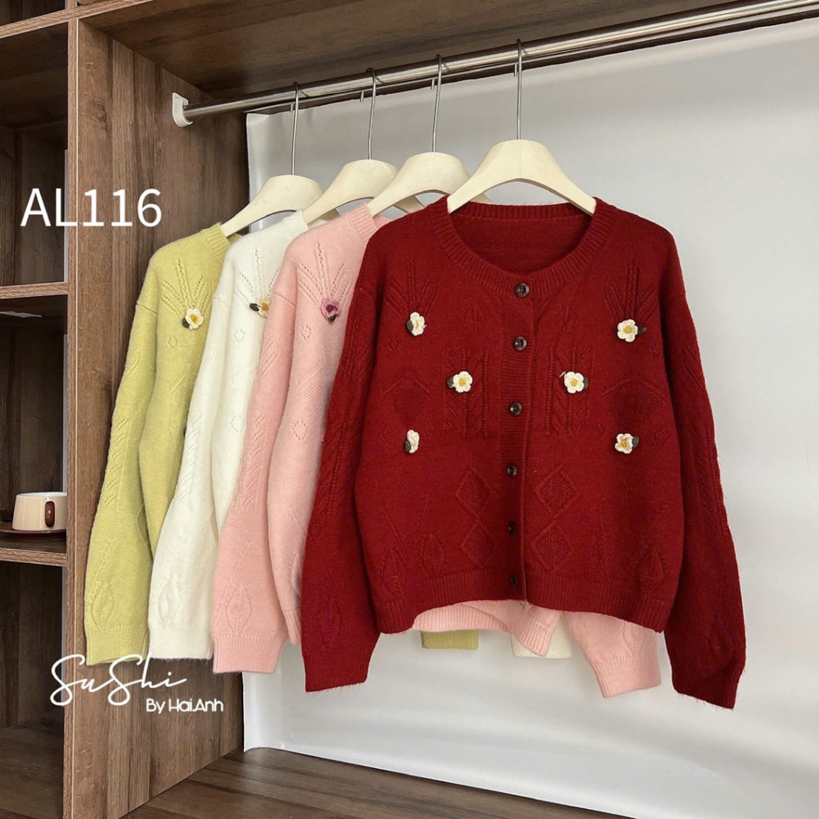 AL116 cardigan bông hoa