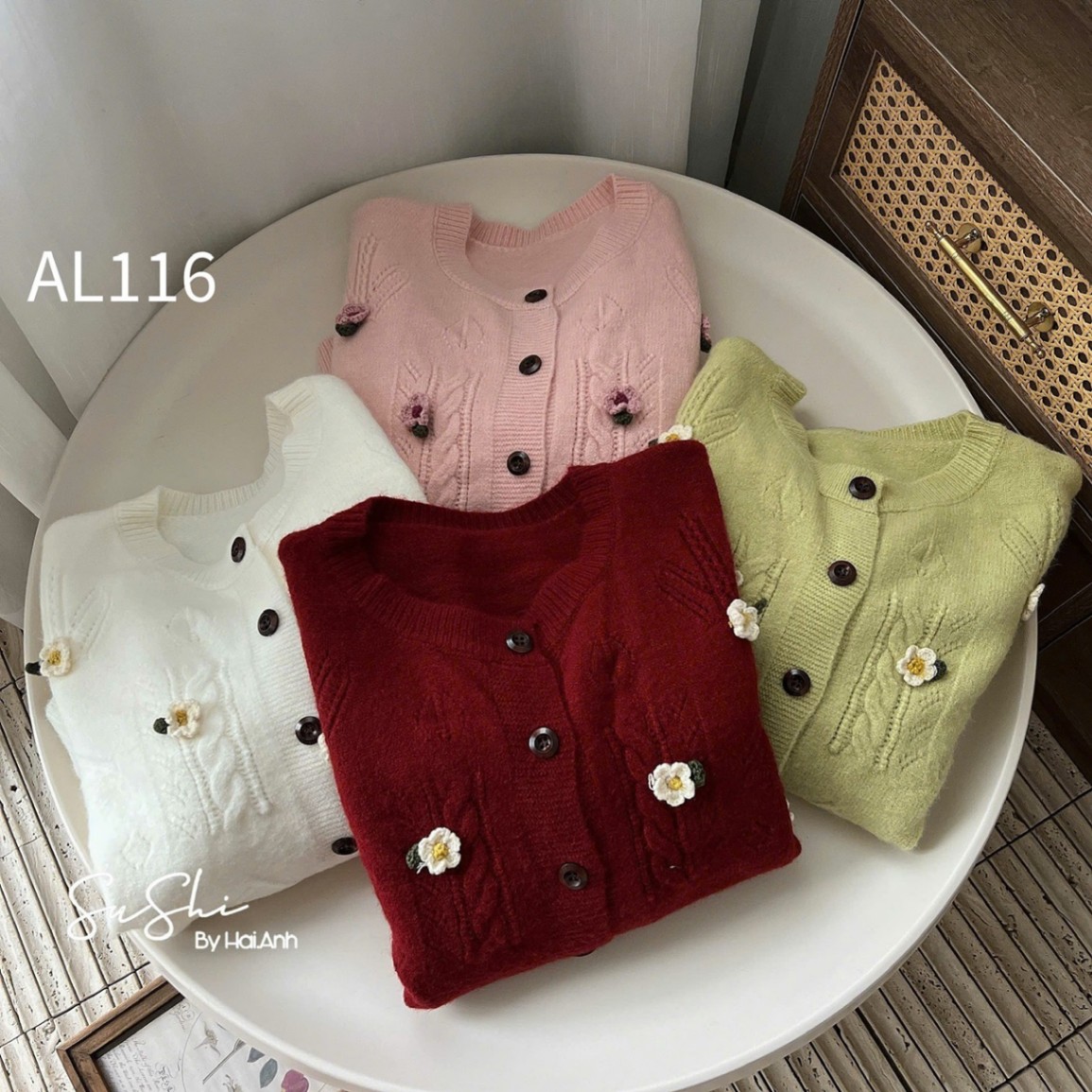 AL116 cardigan bông hoa