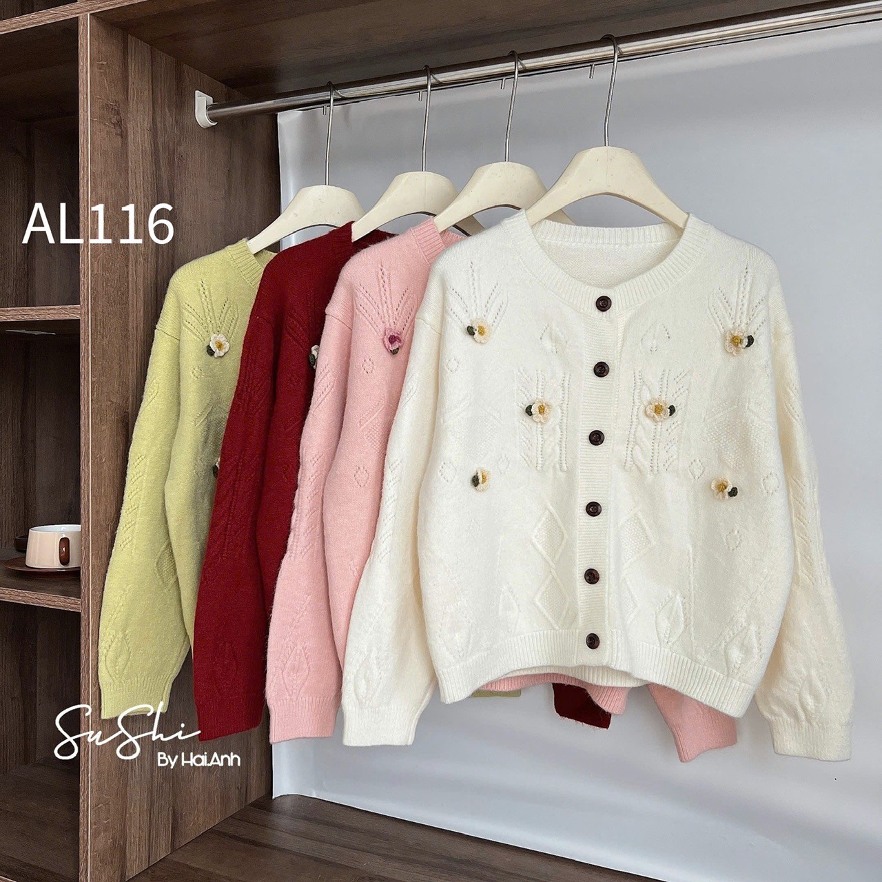 AL116 cardigan bông hoa