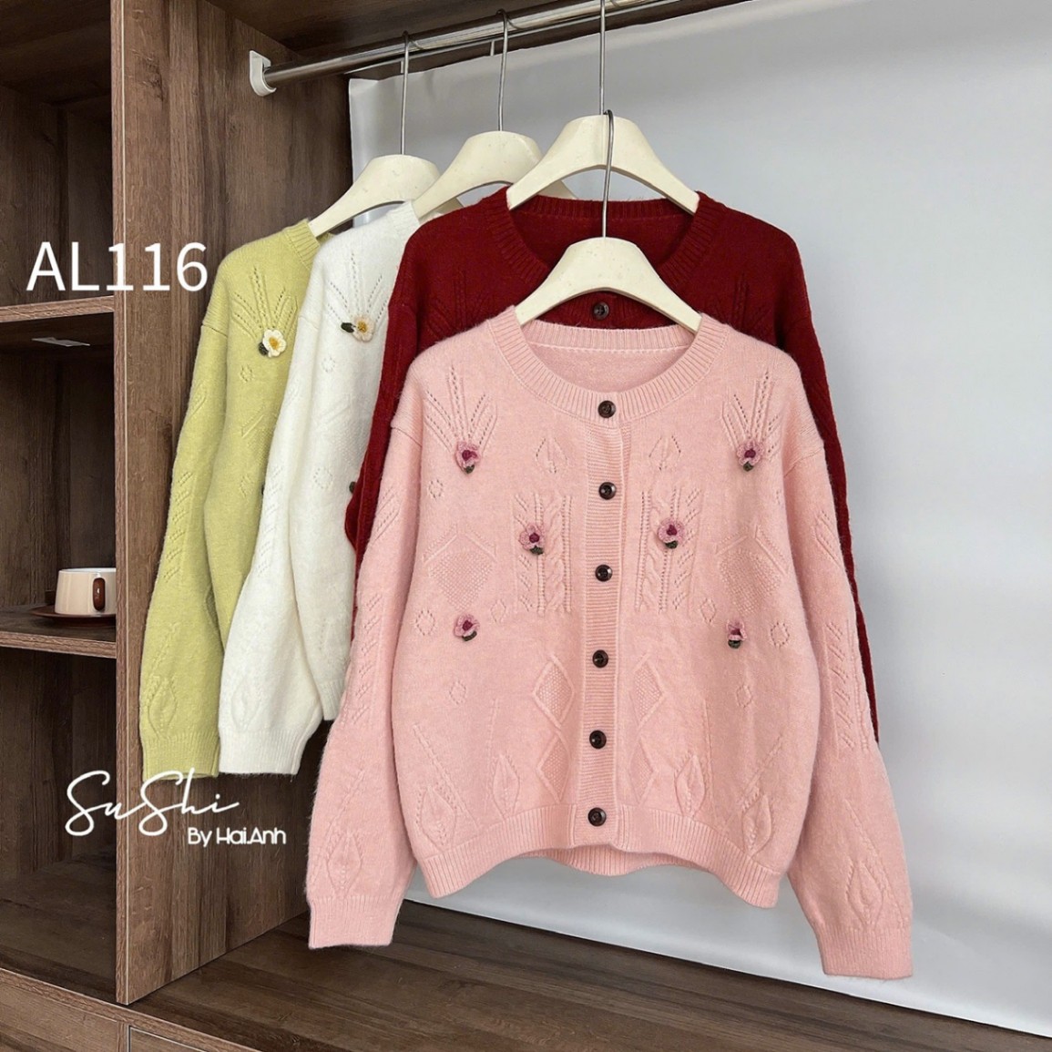 AL116 cardigan bông hoa