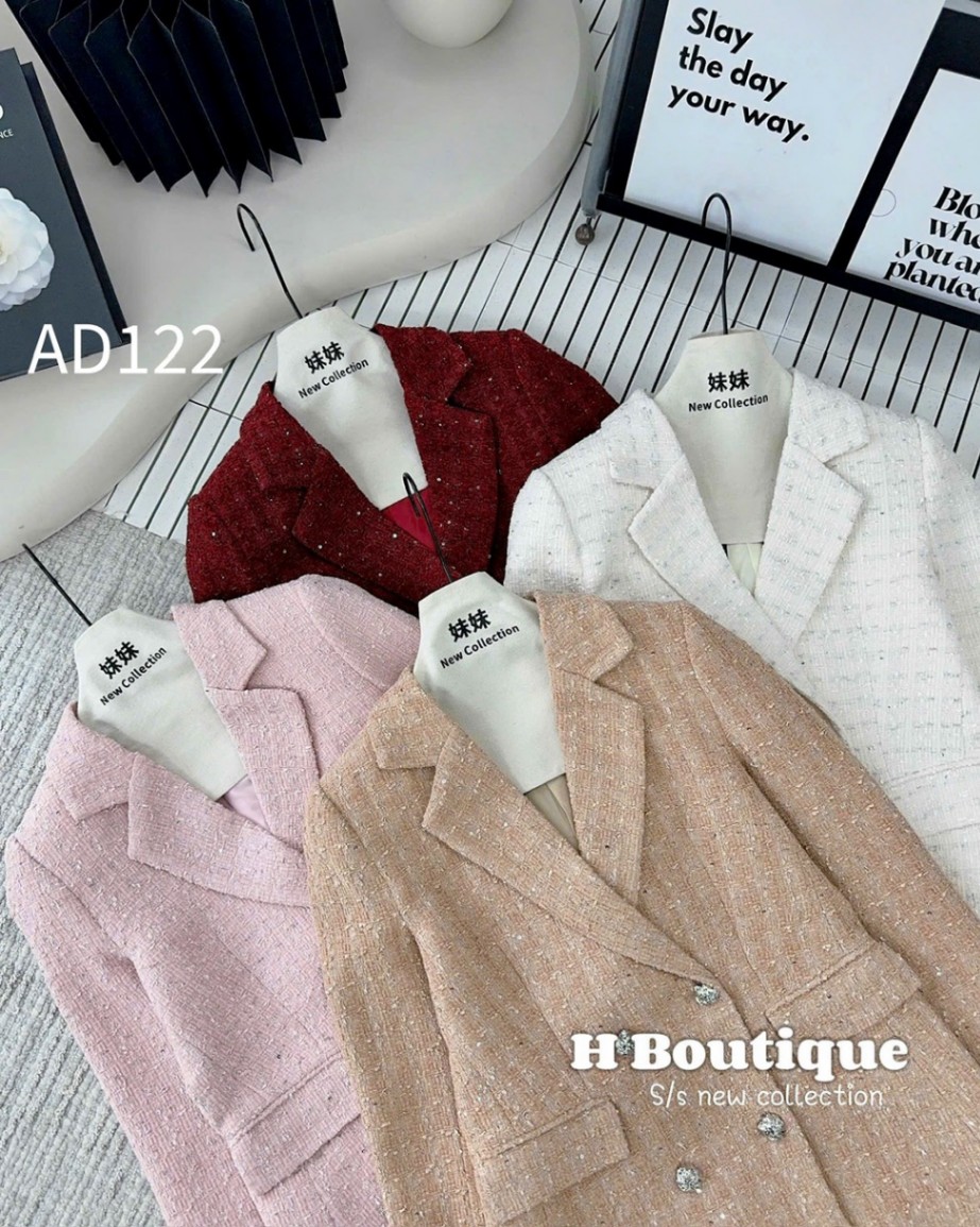 AD122 áo dạ Blazer 4 cúc bạc