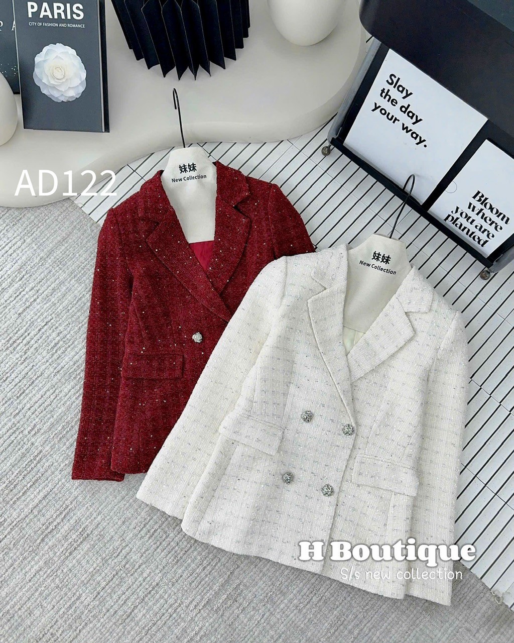 AD122 áo dạ Blazer 4 cúc bạc