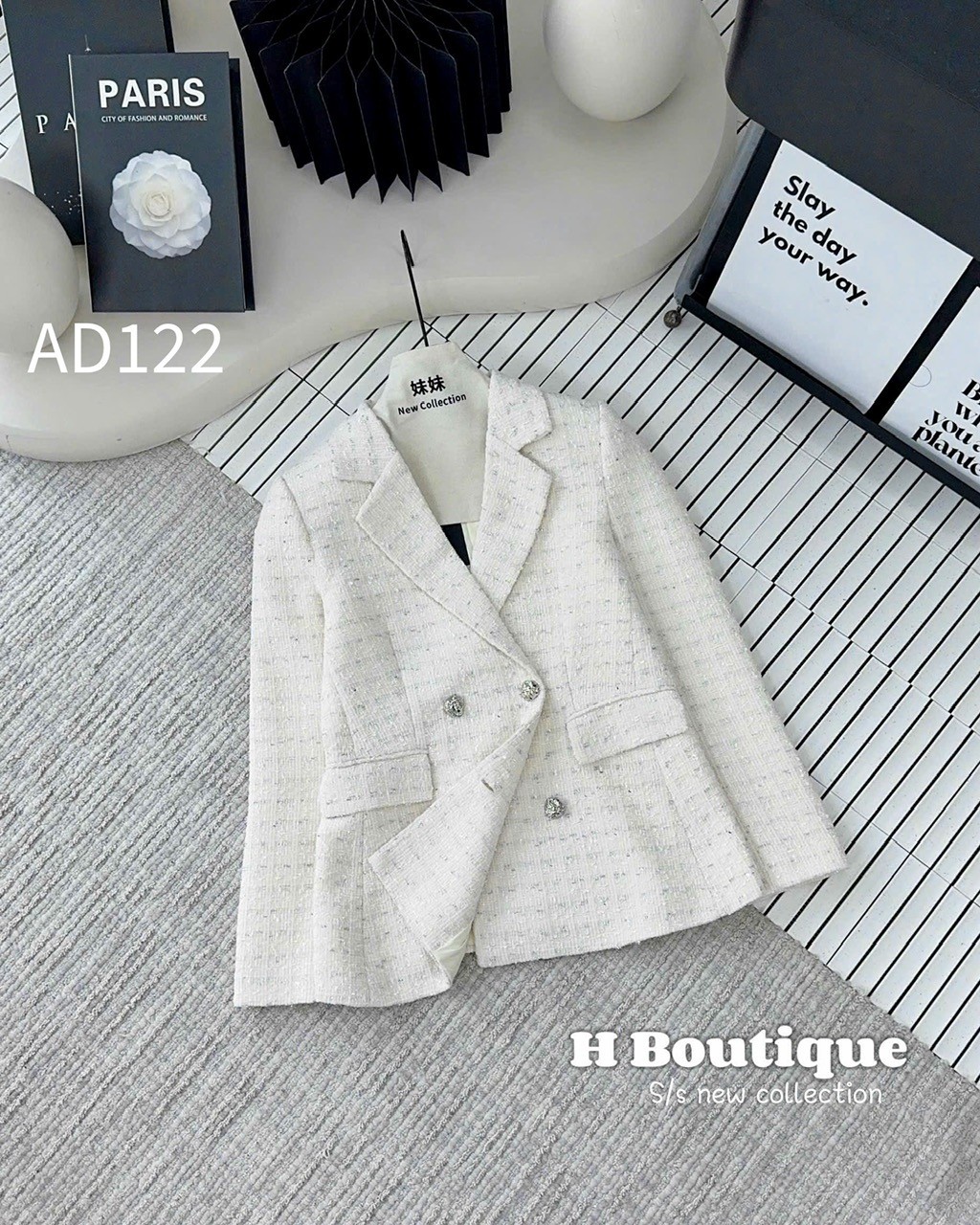 AD122 áo dạ Blazer 4 cúc bạc