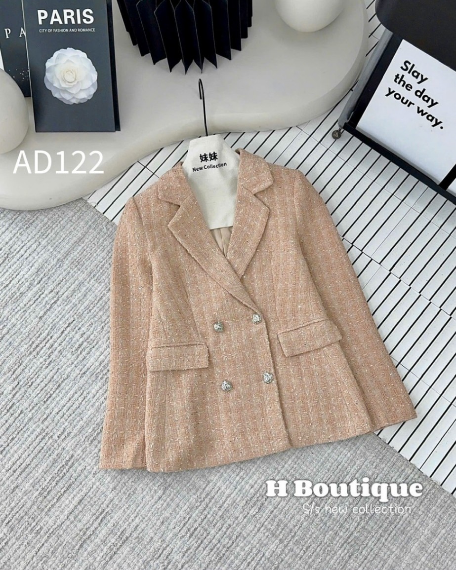 AD122 áo dạ Blazer 4 cúc bạc