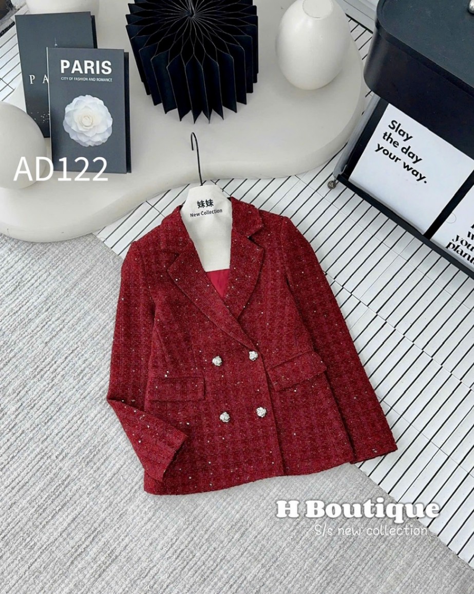 AD122 áo dạ Blazer 4 cúc bạc