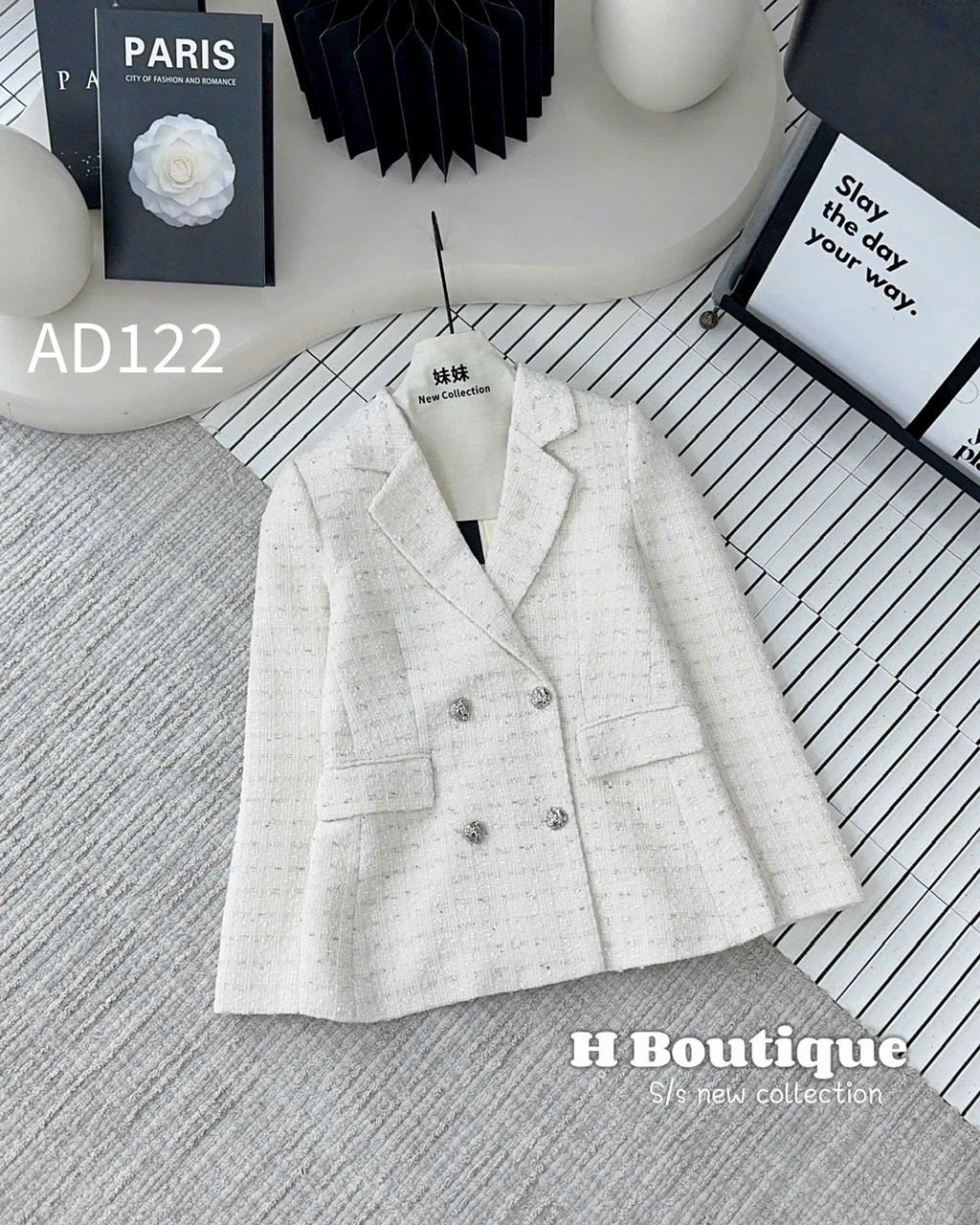 AD122 áo dạ Blazer 4 cúc bạc