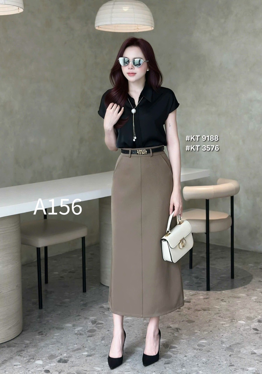A156 Áo sơ mi lụa QCCC kèm dây ngọc