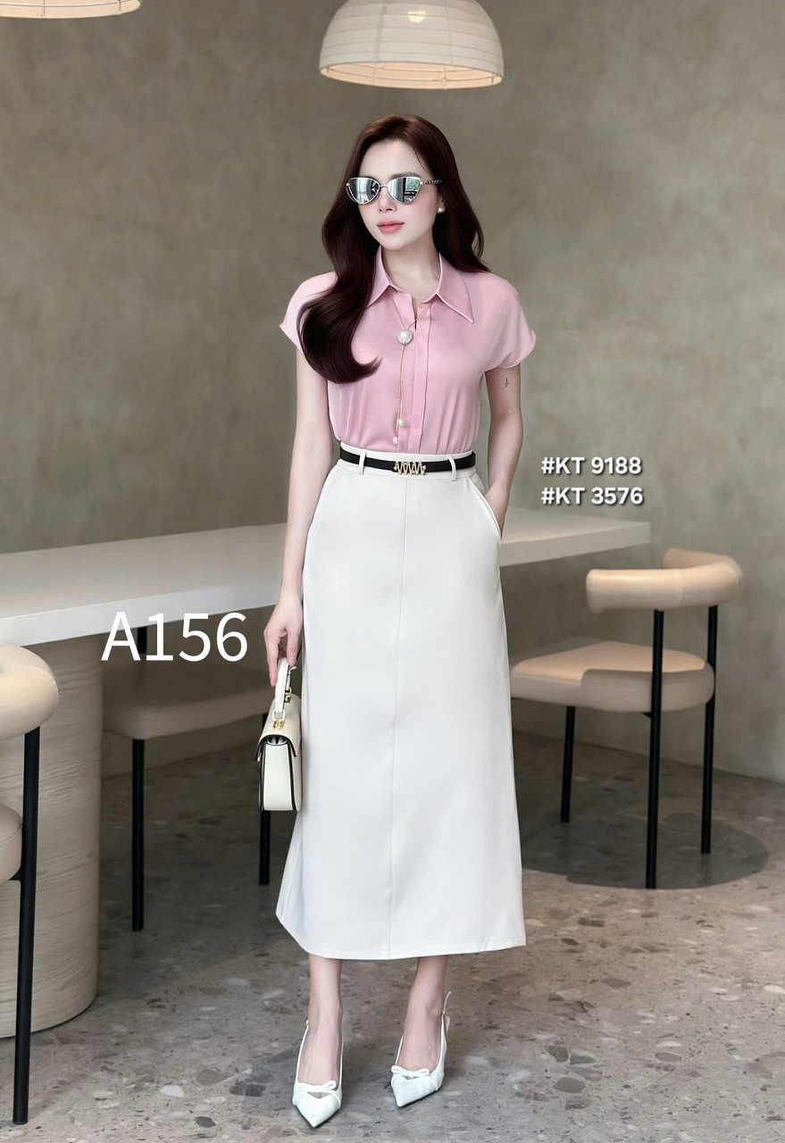 A156 Áo sơ mi lụa QCCC kèm dây ngọc