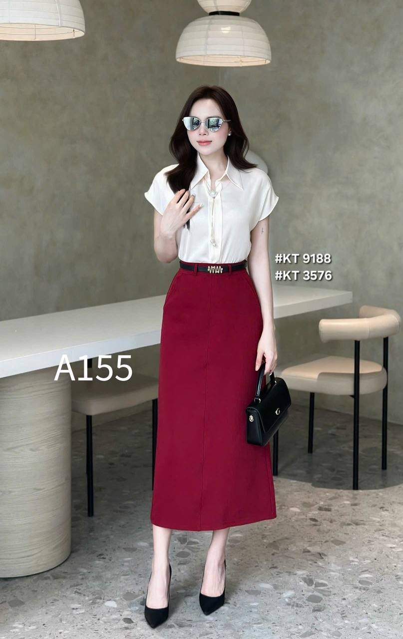 A156 Áo sơ mi lụa QCCC kèm dây ngọc