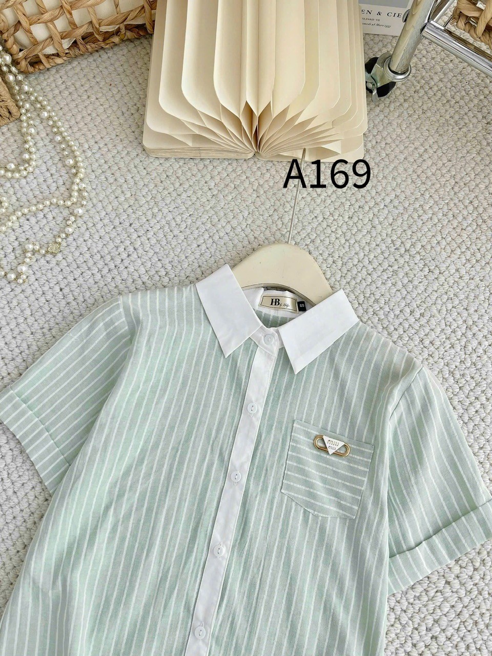 A169 Áo sơ mi kẻ túi ngực