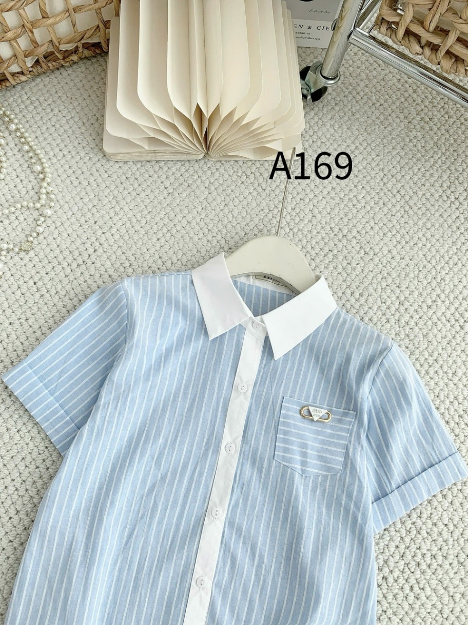 A169 Áo sơ mi kẻ túi ngực