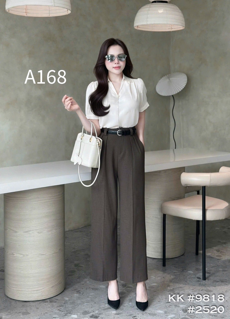 A168 Áo sơ mi lụa tay cộc dây ngọc