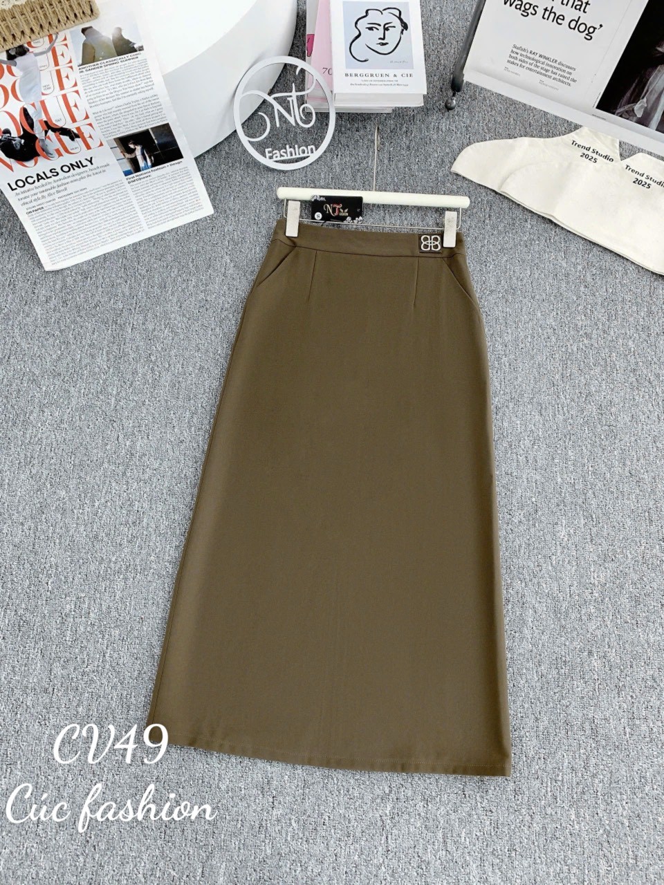 CV49 Chân váy A cạp đính hoa