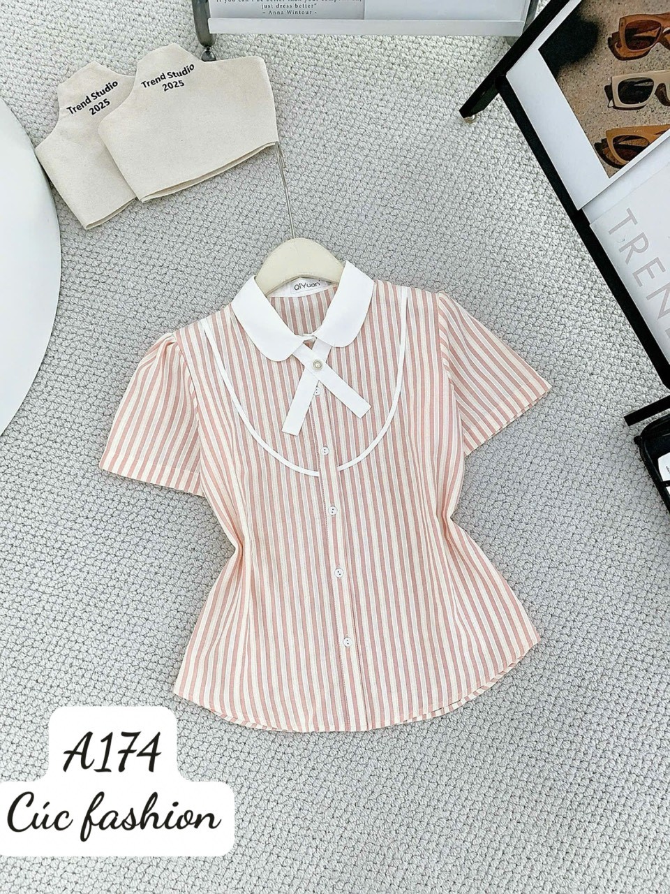A174 Áo sơ mi kẻ cô yếm