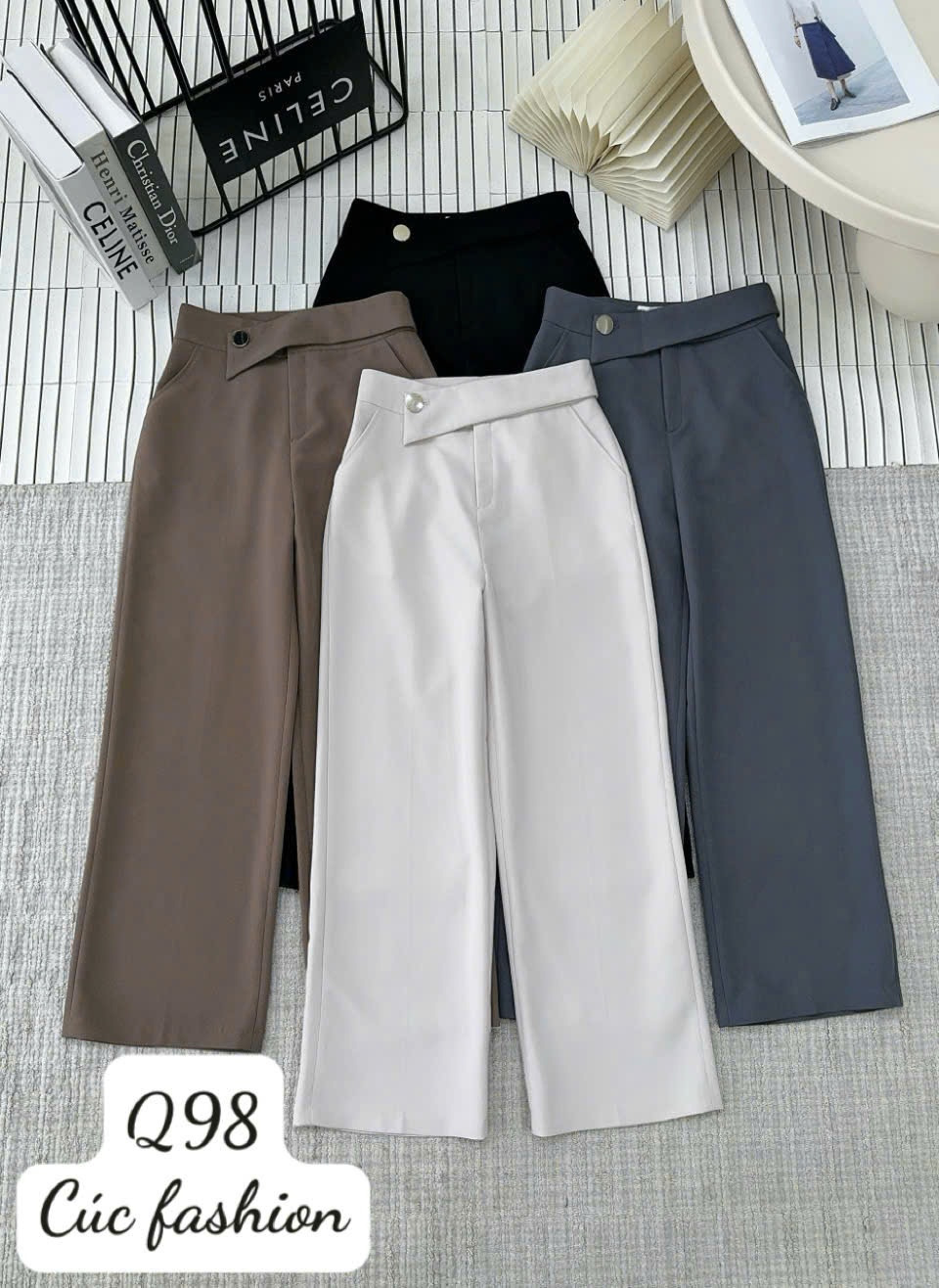 Q98 Quần xuông cạp nhọn cúc lệch